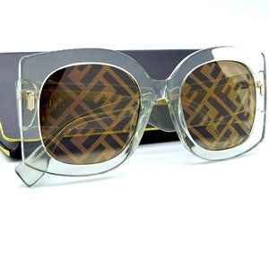 FENDI FF0436/G/S 1ED CRYSTAL GREEN LOGO SUNGLASSE